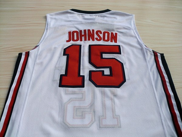 1:1Double-layer solid embroidery player version Mengyi replica #15 Johnson white suit jersey