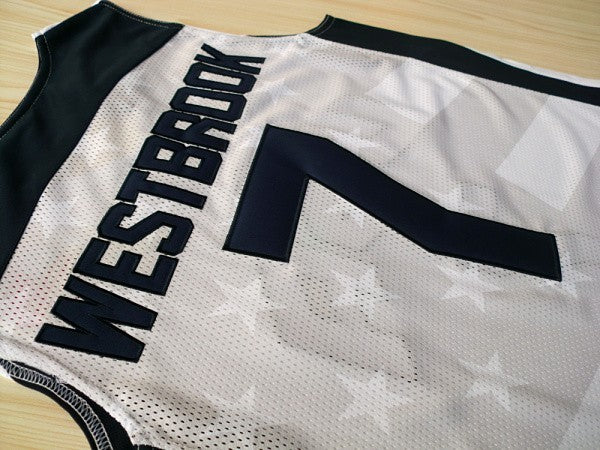 2012 American Dream Team No. 7 Westbrook White Embroidered Jersey