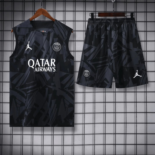 2023/2024 Psg Paris Saint-Germain pre-match training Black Jersey+Shorts 1:1 Thai Quality