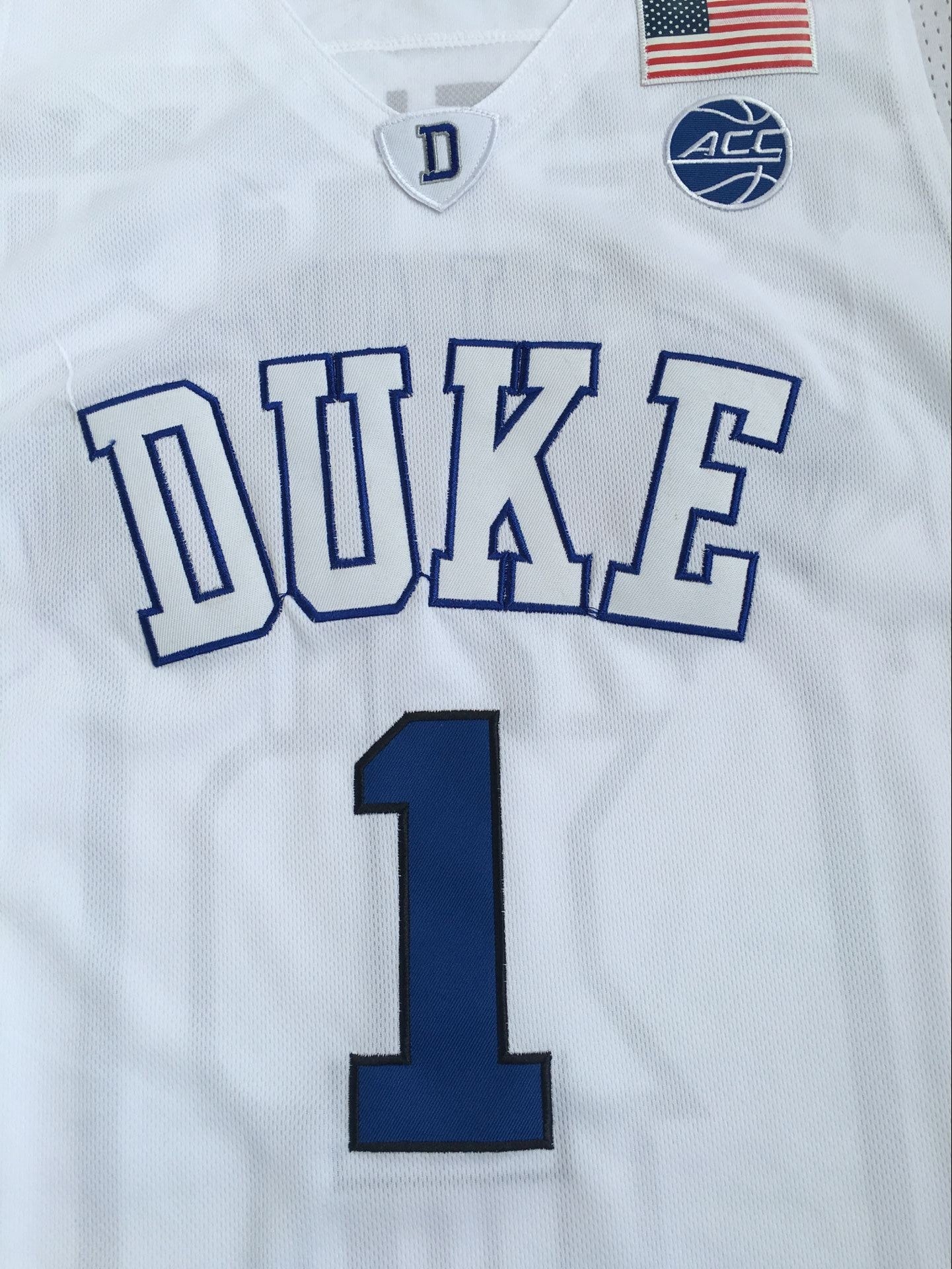 NCAA Duke University No. 1 Zion Williamson White Embroidered Jersey