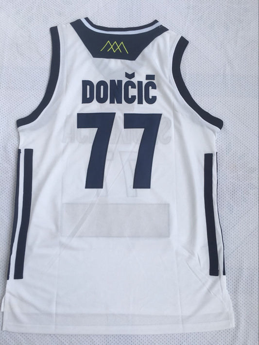 Euroleague national team No. 77 Luka Doncic white embroidered jersey