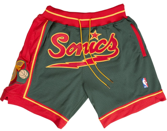 Supersonic retro limited edition JUST DON green team logo one-piece dense embroidery pocket pants