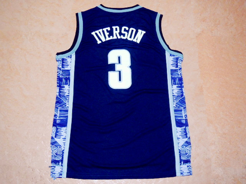 NCAA Allen Iverson No. 3 Georgetown University Edition Basketball Uniform Dark Blue