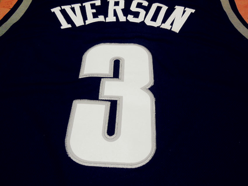 NCAA Allen Iverson No. 3 Georgetown University Edition Basketball Uniform Dark Blue