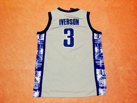 NCAA Allen Iverson No. 3 Georgetown University Edition Basketball Uniform Gray