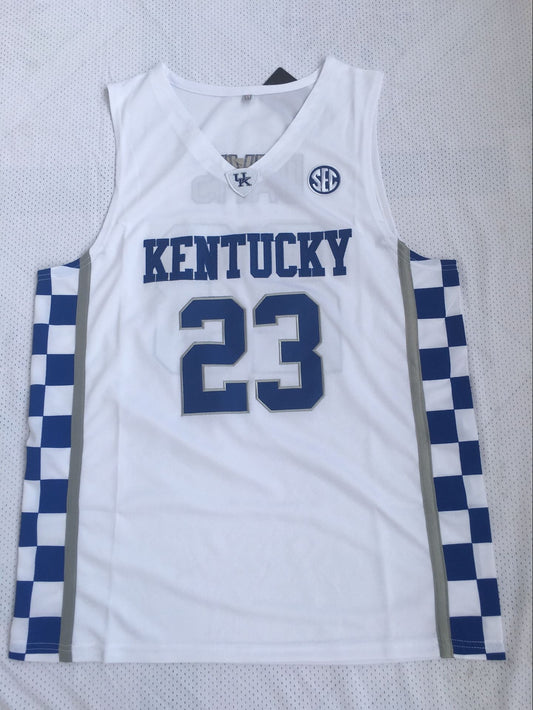 NCAA University of Kentucky No. 23 Davis White University Embroidered Jersey