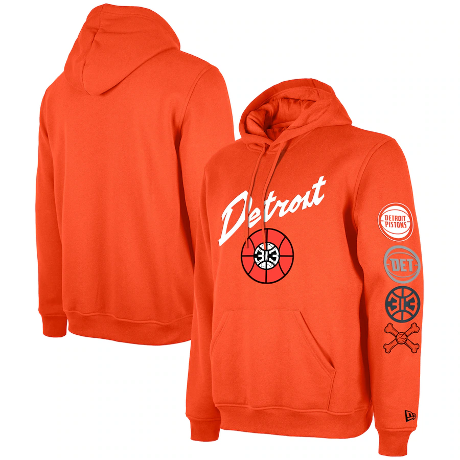 Men's Detroit Pistons  Orange 2023/24 City Edition Pullover Hoodie