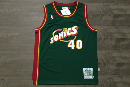 SuperSonics 40# Sean Kemp Green 95-96 Classic Retro Premium Mesh Fan Edition Jersey