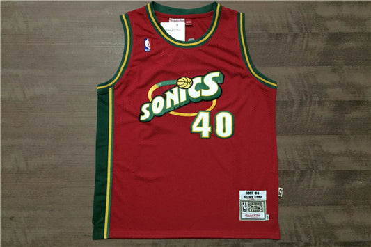 SuperSonics 40# Sean Kemp Red 97-98 Classic Retro New Fabric Fan Edition Jersey