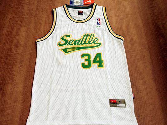 SuperSonics No. 34 Ray Allen Retro White Premium Mesh