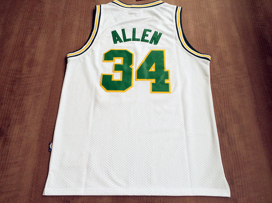 SuperSonics No. 34 Ray Allen Retro White Premium Mesh