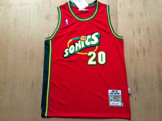 SuperSonics No. 20 Gloves Gary Payton Red 97-98 Classic Retro Premium Mesh Fan Edition Jersey