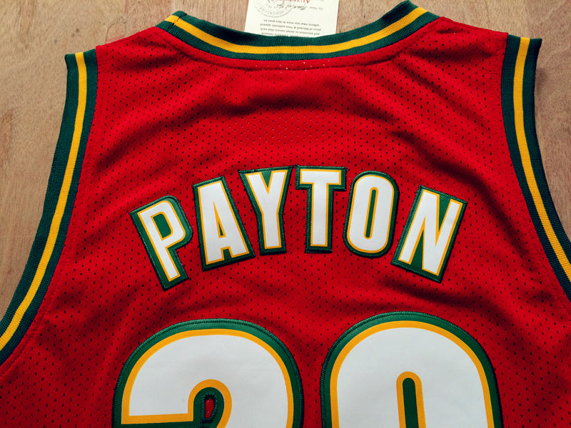 SuperSonics No. 20 Gloves Gary Payton Red 97-98 Classic Retro Premium Mesh Fan Edition Jersey