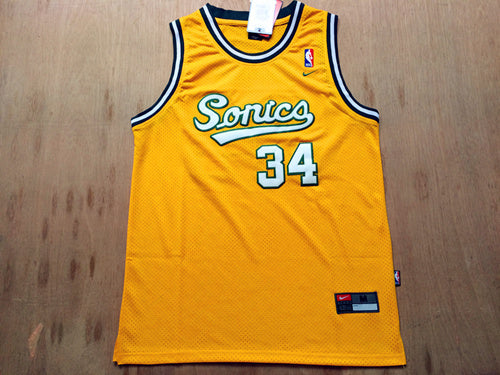 SuperSonics No. 34 Ray Allen Retro Yellow Premium Mesh