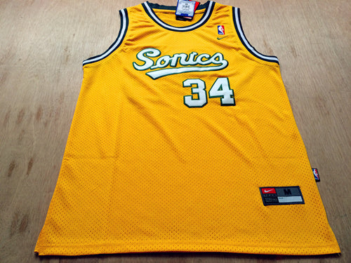 SuperSonics No. 34 Ray Allen Retro Yellow Premium Mesh