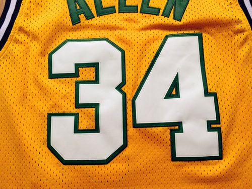 SuperSonics No. 34 Ray Allen Retro Yellow Premium Mesh