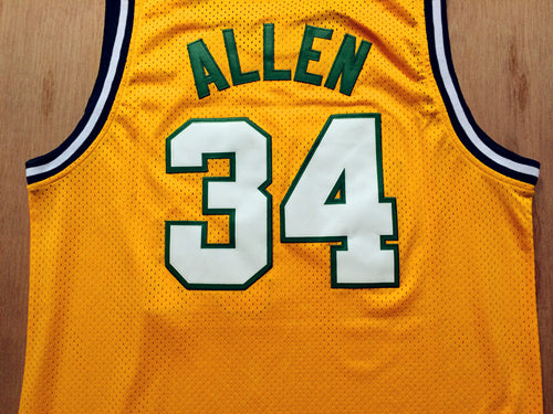 SuperSonics No. 34 Ray Allen Retro Yellow Premium Mesh