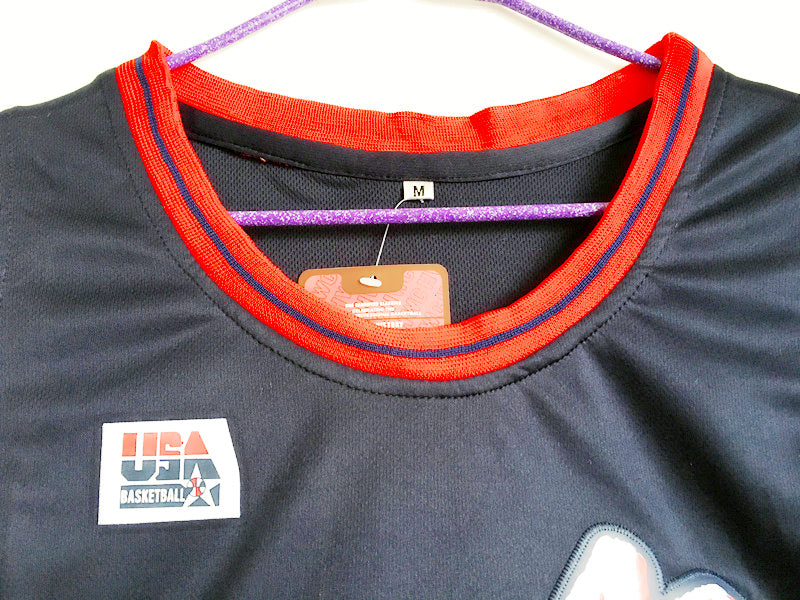 1996 Atlanta Olympics Team USA Dream Three Olajuwon USA No. 15 Dark Blue Embroidered Jersey