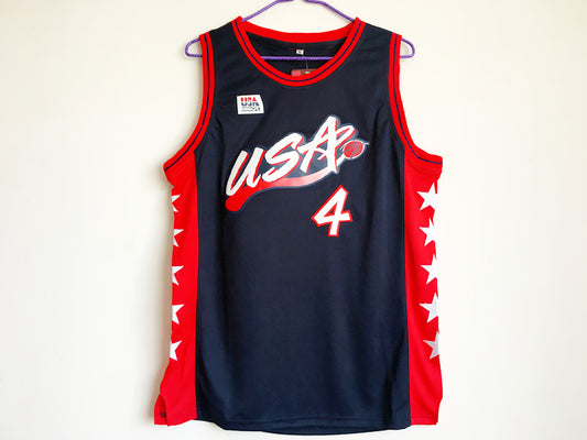 1996 Atlanta Olympics Team USA Dream 3 USA No. 4 Barkley dark blue embroidered jersey