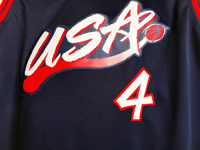 1996 Atlanta Olympics Team USA Dream 3 USA No. 4 Barkley dark blue embroidered jersey