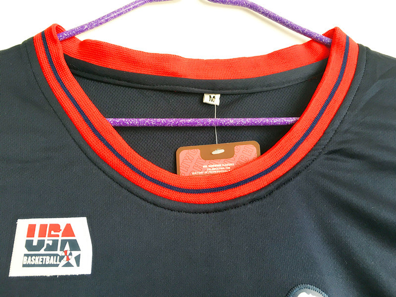 1996 Atlanta Olympics Team USA Dream 3 USA No. 6 Hardaway Dark Blue Embroidered Jersey