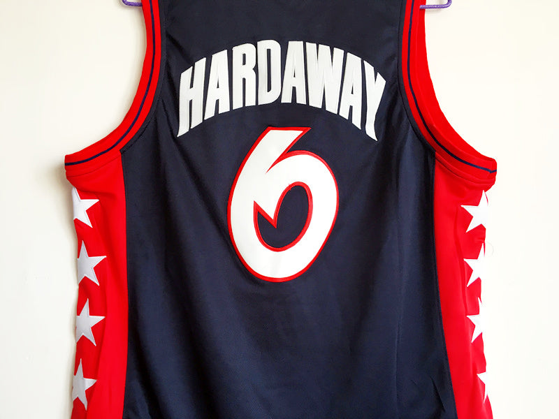 1996 Atlanta Olympics Team USA Dream 3 USA Nr. 6 Hardaway Dunkelblaues besticktes Trikot