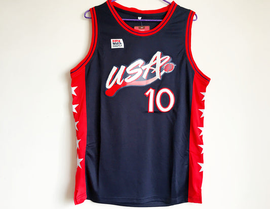 1996 Atlanta Olympics Team USA Dream Third Reggie Miller USA Nr. 10 dunkelblaues besticktes Trikot