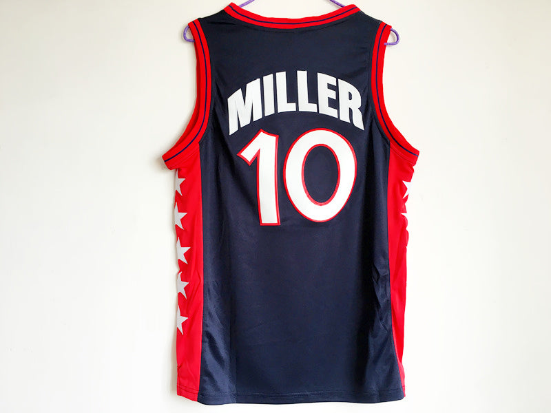 1996 Atlanta Olympics Team USA dream third Reggie Miller USA No. 10 dark blue embroidered jersey