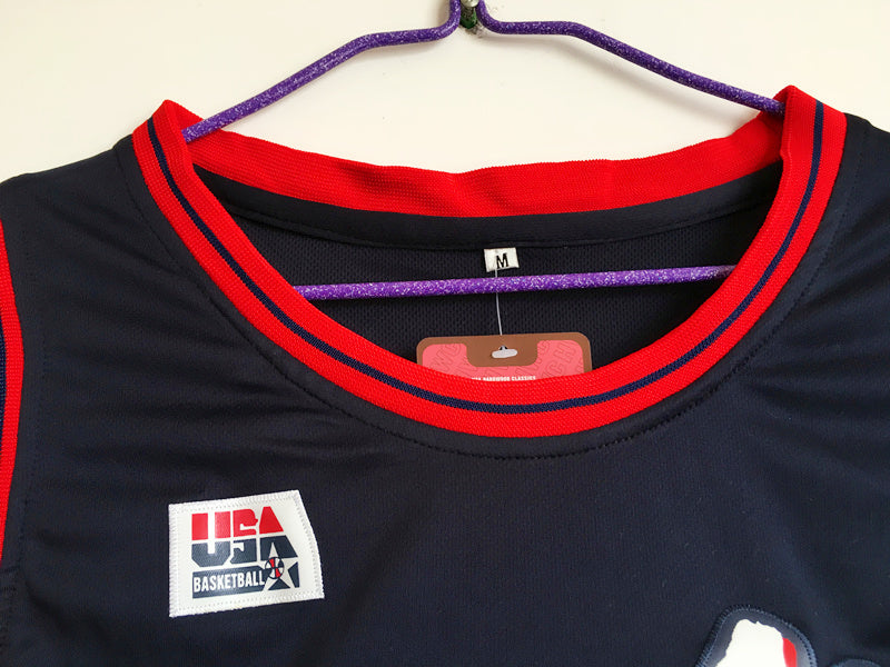 1996 Atlanta Olympics Team USA Dream Team Karl Malone USA No. 11 Dark Blue Embroidered Jersey