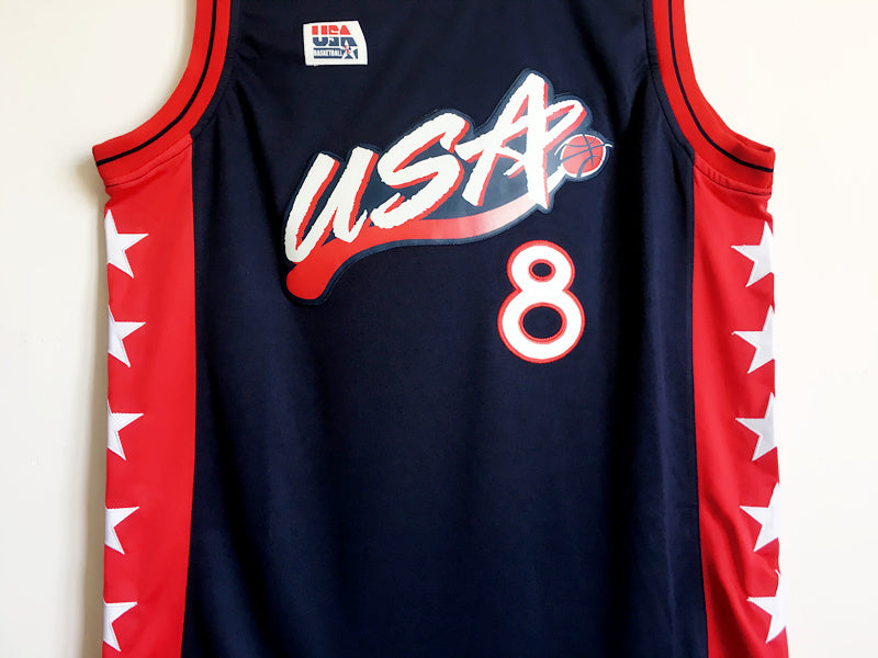 1996 Atlanta Olympics Team USA Dream 3 USA No. 8 Pippen Dark Blue Embroidered Jersey