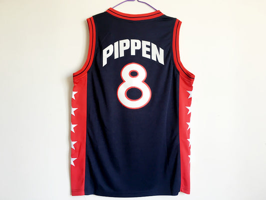 1996 Atlanta Olympics Team USA Dream 3 USA Nr. 8 Pippen Dunkelblaues besticktes Trikot