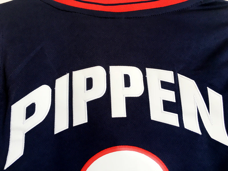 1996 Atlanta Olympics Team USA Dream 3 USA No. 8 Pippen Dark Blue Embroidered Jersey