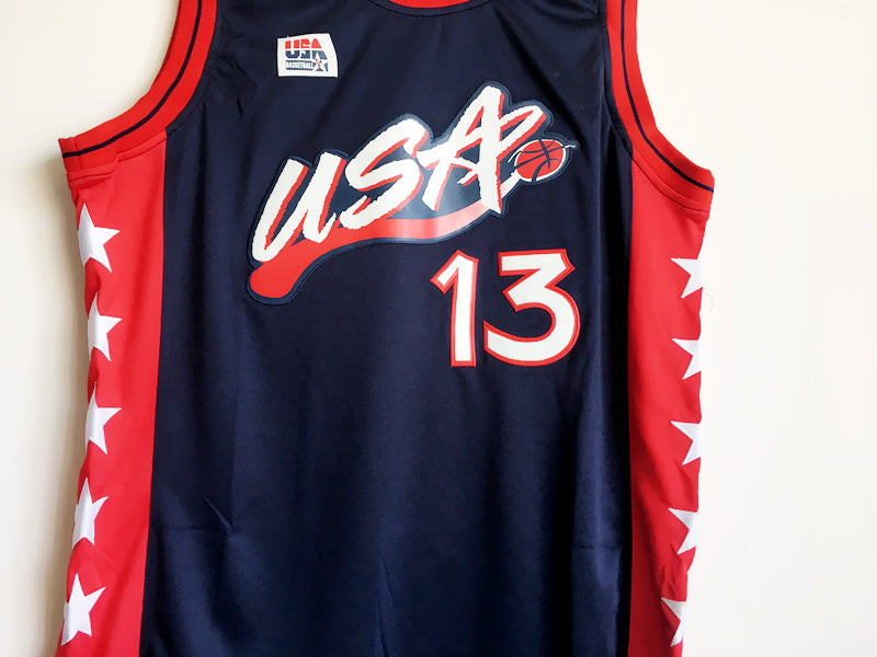 1996 Atlanta Olympics Team USA Dream 3 USA Nr. 13 O'Neal dunkelblaues besticktes Trikot