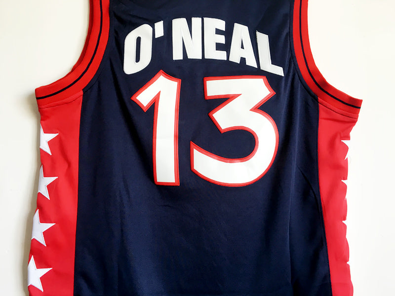 1996 Atlanta Olympics Team USA Dream 3 USA No. 13 O'Neal dark blue embroidered jersey