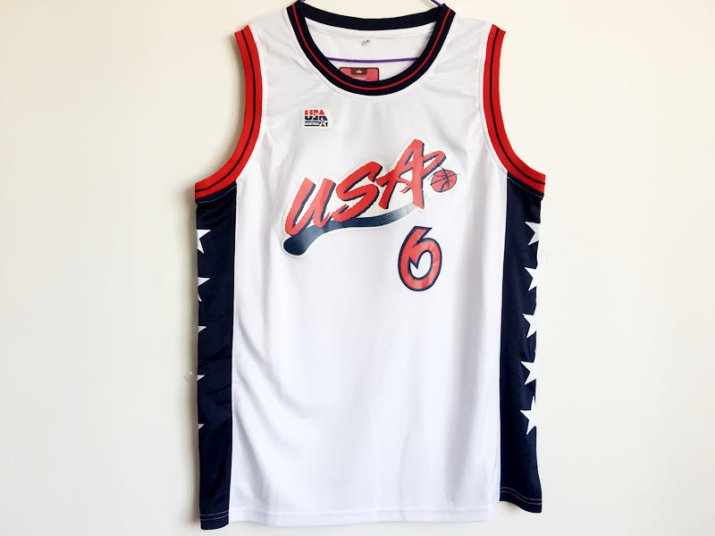 1996 Atlanta Olympics Team USA Dream 3 USA No. 6 Hardaway White Embroidered Jersey