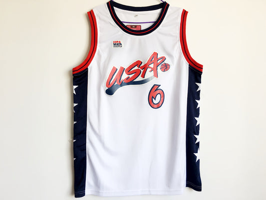 1996 Atlanta Olympics Team USA Dream 3 USA Nr. 6 Hardaway Weiß besticktes Trikot