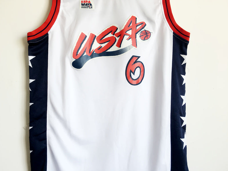 1996 Atlanta Olympics Team USA Dream 3 USA No. 6 Hardaway White Embroidered Jersey