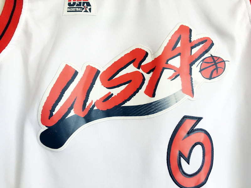 1996 Atlanta Olympics Team USA Dream 3 USA No. 6 Hardaway White Embroidered Jersey