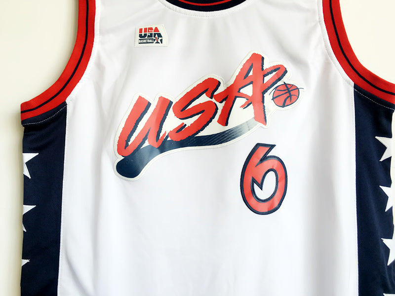 1996 Atlanta Olympics Team USA Dream 3 USA No. 6 Hardaway White Embroidered Jersey