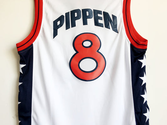 1996 Atlanta Olympics Team USA Dream 3 USA Nr. 8 Pippen weiß besticktes Trikot