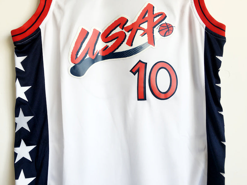 1996 Atlanta Olympics Team USA Dream 3 USA No. 10 Reggie Miller white embroidered jersey