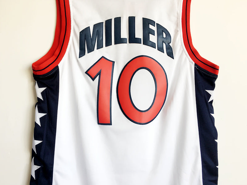 1996 Atlanta Olympics Team USA Dream 3 USA No. 10 Reggie Miller white embroidered jersey