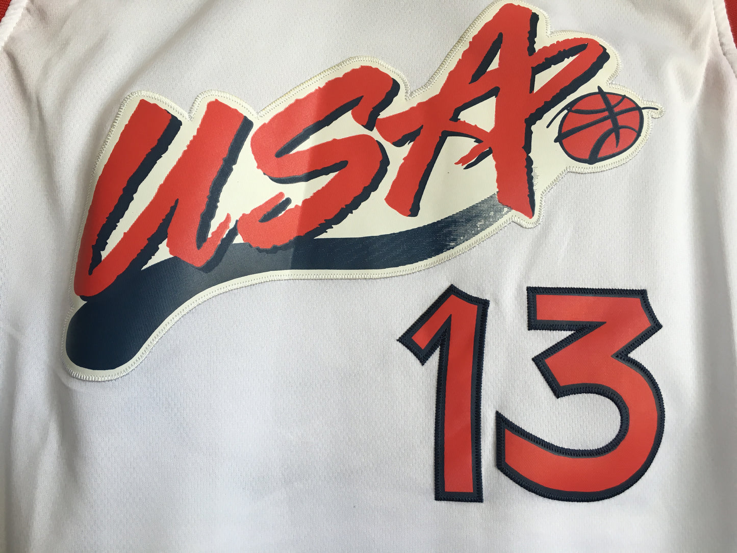 1996 Atlanta Olympics Team USA Dream 3 USA No. 13 O'Neal white embroidered jersey