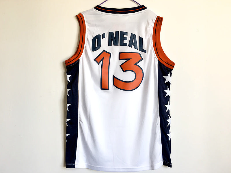 1996 Atlanta Olympics Team USA Dream 3 USA No. 13 O'Neal white embroidered jersey