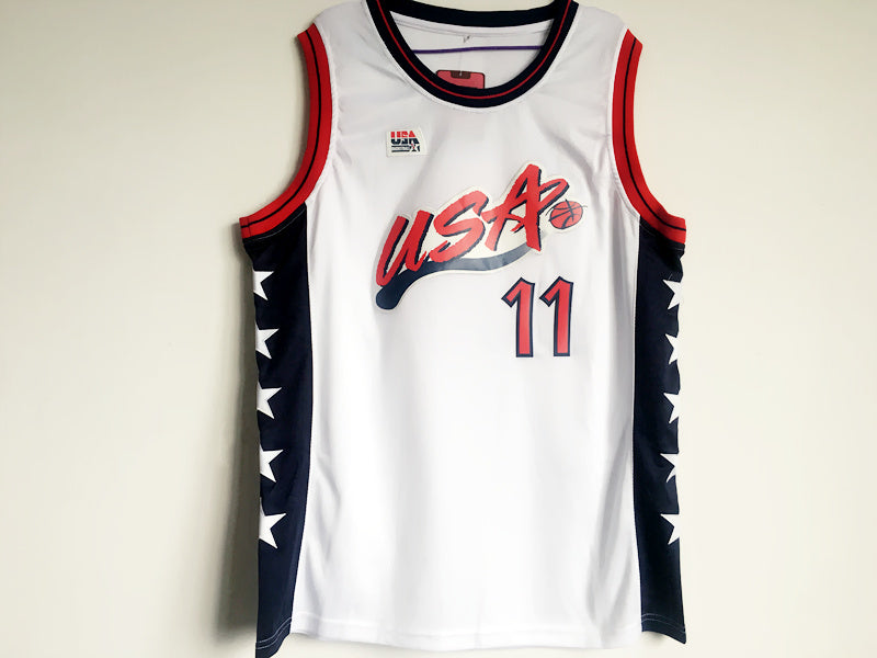 1996 Atlanta Olympics Team USA Dream Third Karl Malone USA Nr. 11 weiß besticktes Trikot