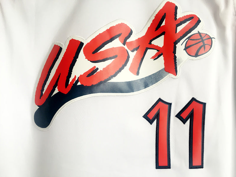 1996 Atlanta Olympics Team USA dream third Karl Malone USA No. 11 white embroidered jersey