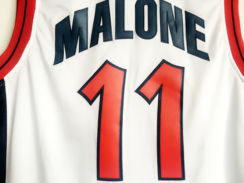 1996 Atlanta Olympics Team USA Dream Third Karl Malone USA Nr. 11 weiß besticktes Trikot