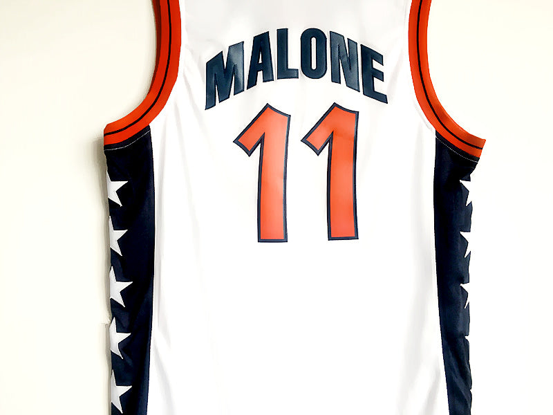 1996 Atlanta Olympics Team USA Dream Third Karl Malone USA Nr. 11 weiß besticktes Trikot