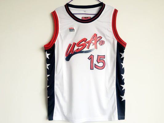 1996 Atlanta Olympics Team USA Dream Three Olajuwon USA Nr. 15 Weiß besticktes Trikot