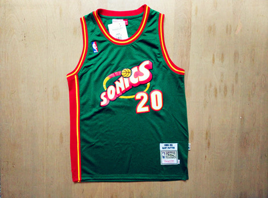 SuperSonics No. 20 Gloves Gary Payton Green 95-96 Classic Retro Premium Mesh Fan Edition Jersey